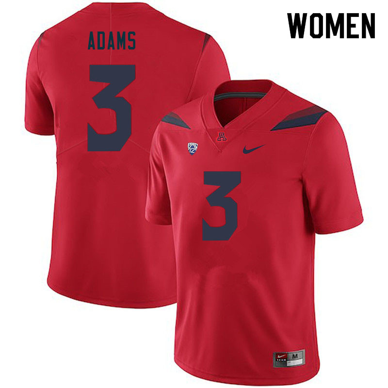 Women #3 Tre Adams Arizona Wildcats College Football Jerseys Sale-Red - Click Image to Close